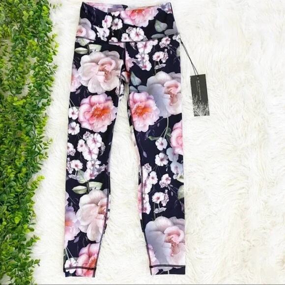 Playground $125 Floral High Rise Yoga antics workout Pants leggings Size‎ Small - Picture 1 of 7